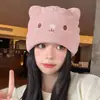 2026 Gorro de Punto Bordado con Orejas de Gato de Dibujos Animados para Maternidad, Calentador de Cabeza Cortavientos Cálido para Mujeres Europeas y Americanas, Gorro para Dormir