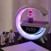Modelo Popular G3401 Lámpara de Escritorio Ambiental Multifuncional con Carga Inalámbrica, Altavoz Bluetooth, Control de Volumen, Reloj Despertador, Luz Nocturna y Altavoz