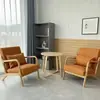 Sofá de Tela Minimalista Nórdico para Ocio, Desmontable y Lavable, de un Solo Asiento, Adecuado para Apartamentos Pequeños, Sala de Estar, Balcón, con Juego de Mesa y Sillas de Madera Maciza
