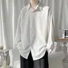 Camisa Casual Cruzada de Tamanho Grande para Homem Gordo, Venda por Atacado, Tamanho Grande, Seda de Gelo, Camisa Preta, Caimento, Manga Longa, Roupa Íntima