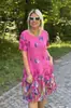 2026 Europeo y Americano Transfronterizo Comercio Exterior Amazon Nuevo Verano Estampado Floral Holgado Casual Cuello Redondo Vestido