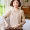 Suéter da moda de outono com gola virada para mães, blusa de malha básica para primavera e outono para mulheres de meia-idade, conjunto elegante e que rejuvenesce