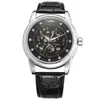 Ganador Moda Japonesa y Coreana Reloj Simple para Hombre con Correa de Cuero Tachonada de Diamantes Reloj Mecánico Semiautomático Provincia de Guangdong