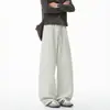 Pantalones casuales de corte inclinado estilo americano para hombre, primavera y otoño, finos de seda helada, secado rápido, transpirables, cordón elástico, pierna recta curva, pantalones largos