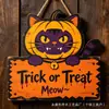 Placa de Madeira de Gato Engraçado para Halloween Transfronteiriça Estilo Americano Abóbora Gato Preto Decoração Atmosfera Festiva Artesanato