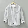 6622 Camisa de Manga Larga Rayada Artística Estilo Japonés Marca de Moda Holgada Versátil Vintage Casual Camisa Chaqueta Mayoreo