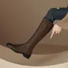 Botas altas hasta la rodilla para mujer, nuevo estilo otoño/invierno 2026, botas sencillas retro europeas y americanas, piel de ante, efecto alargador de piernas, botas de montar para mujer