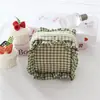Bolsa Pequena Quadrada Xadrez Fresca Simples Estilo Ins Fofa Porta-moedas de Renda Bolsa de Armazenamento Portátil Multifuncional de Grande Capacidade