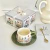Conjunto de xícara e pires de café de alto valor French Garden, caneca de cerâmica, chá da tarde para meninas, presente de aniversário, presente de acompanhamento