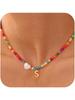 Venta Caliente Transfronteriza Europea y Americana Lujo Ligero Acero Inoxidable Letra Inglesa Collar de Cuentas de Color Mezclado Joyería de Moda para Mujer Venta al Por Mayor