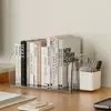 Caja de almacenamiento para libros, soporte de escritorio antivuelco para libros, transparente y ajustable, para organizar libros de texto, libros ilustrados y otros artículos para uso en la oficina y para estudiantes