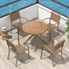 Mesas y Sillas de Plástico Madera Anticorrosivas para Exteriores, Mesas y Sillas de Comedor de Ocio para Patio y Jardín, Juego de Mesa y Sillas de Té al Aire Libre para Terraza de Villa