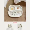 Lento como el Viejo - Lindo Juego de Vajilla de Cerámica con Animales con Tapa Tazón para Fideos Instantáneos Plato Compartimentado de Nube Plato para Desayuno Infantil