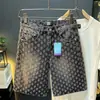 Nuevos shorts de mezclilla estilo americano para hombre, pantalones casuales rectos holgados de verano con estilo jacquard de longitud media en negro