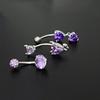 Colgante de corazón de diablo morado claro transfronterizo con circonita de diamante, anillo para el ombligo estilo Chanel, joya de traje para piercing en la uña del ombligo