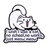 Broche de metal esmaltado con forma de gato transfronterizo, insignia animal creativa de letra inglesa, decoración versátil para mochilas y chaquetas