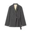 Comercio Exterior Transfronterizo Ropa de Mujer 2026 Nuevos Productos Estilo Europeo y Americano Moda Blazer Cruzado Casual + Pantalones Rayados Sueltos