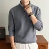 Suéter de Punto para Hombre 2026 Otoño/Invierno Media Cremallera Cuello Alto Pulóver Suéter de Lana Estilo Old Money Suéter de Negocios Cuello Semi Alto