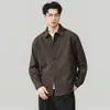 Camisa de trabalho retrô estilo "old money" para homens, jaqueta casual solta, top versátil de cor sólida de alta qualidade, camisa de manga comprida