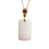 Colgante de Jade Hetian Natural Guan Yu Jade Blanco Colgante Cuadrado Collar Venta al por Mayor de Fábrica Dropshipping S2072117