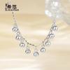 Collar de borlas con cuentas de plata esterlina s925 para mujer, cadena de clavícula con cuentas redondas simples y apiladas, estilo celebridad de Internet de moda.