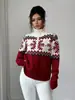 Suéter de Punto Jacquard con Copos de Nieve Contraste Retro de Media Cremallera Estilo Fair Isle para Pareja Navideña Transfronteriza