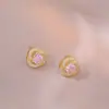 Aretes para Mujer, Aretes de Flor Corazón con Circonita Micro-pavimentada de Cobre, Nueva Moda de Nicho, Diseño Simple, Joyería de Temperamento y Versátil