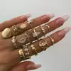 Joyería de Venta Caliente Transfronteriza Europea y Americana, Anillo de Articulación de Flor de Loto Hueco de Moda, Anillo con Diseño Retro Incrustado de Diamantes, Joyería para la Mano de Mujer