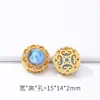 Cuentas Espaciadoras Turquesas Chapadas en Oro que Conservan el Color Accesorios Espaciadores Dorados con Incrustaciones de Cloisonné Colgante de Goteo de Aceite Pulsera DIY
