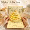 Tarjeta de felicitación Amazon Creative de alta gama, tarjeta de cumpleaños emergente 3D, tarjeta con estampado en caliente, música y luces, souvenir con polvo dorado