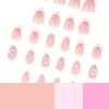 Uñas Cortas Flash-On Florales Tridimensionales Estilo Francés, Puntas de Uñas Rosas Simples, Uñas Postizas Usables Al Por Mayor