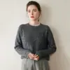 Suéter de Punto Grueso Adelgazante de Cachemir Falso de Dos Piezas con Cuello Redondo para Mujer, Color Bloqueado Retorcido, Top Holgado de Hombro Caído Otoño e Invierno