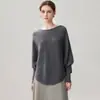 Cardigan de punto ancho para mujer, estilo coreano, mezcla de cachemir, manga murciélago, color liso, manga larga, irregular, de un solo hombro, para otoño e invierno