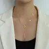 Acessórios de Colar Clavícula Pingente Carta de Amor Banhado a Ouro 18K Aço Titânio Não Desbota Coreano Dropshipping P025