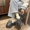 Pantuflas Gruesas de Moda con Diseño de Perlas para Otoño e Invierno, Estilo Coreano, que Aumentan la Altura, Antideslizantes, Forradas de Felpa, Cálidas Pantuflas de Algodón
