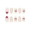 Item de venda quente do comércio exterior 24 peças borda de renda para nail art francesa doce bolinhas cereja versátil curto amêndoa unhas usáveis atacado