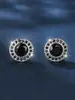 Brincos Pinduoduo Cross-Border Platina Pedra Branca Totalmente Cravejados Diamante Brilhante Redondo Embalagem Joias Versáteis High-End Estilo Francês