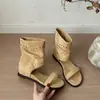 Sandalias de Punta Abierta que Aumentan la Altura Interna de 5 cm para Mujer, Nuevas Botas Cortas de Moda Veraniega Versátiles con Suela Gruesa, Botas de Verano de Moda
