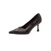 Dos tipos de zapatos de trabajo de tacón alto de piel de oveja lavada de tacón de aguja, otoño 2026 de punta fina para commuting profesionales de cuero genuino de corte bajo para mujer
