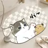 Alfombra de Piso de Gato de Dibujos Animados, Alfombrilla Suave de Barro de Diatomeas Absorbente para Baño, Alfombra Antideslizante y Resistente a Manchas para Entrada de Baño