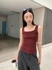 Korean Society 8820# Dafang Collar Basic Vest com Base Thread Knitted Exterior Vestindo Confortável Colete para Mulheres