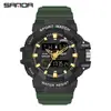 Reloj SANDA para estudiantes, doble pantalla, textura de mezclilla, reloj electrónico multifuncional, reloj electrónico deportivo impermeable transfronterizo
