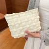 Nueva Bolsa de Maquillaje Cuadros Nube de Burbujas Portátil de Gran Capacidad Bolsa de Almacenamiento de Lona Textura de Alta Gama Clutch para Llevar