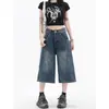 Elegantes pantalones vaqueros cropped de pierna ancha y corte holgado para mujer, modernos y nuevos, estilo retro americano, azules, de cintura alta, pierna recta