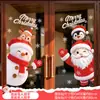 Decoraciones de Ventana de Centro Comercial Feliz Navidad Letras Inglesas Lazo de Cinta Roja Copo de Nieve Dorado Pegatinas Electrostáticas