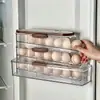Caixa de Armazenamento de Ovos para Geladeira, Grau Alimentício, Porta-Ovos Inclinado Multicamadas para Cozinha com Porta Lateral