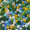 Contas Redondas Chatas de Vidro Imitação Jade 3*6.5mm, Contas Coloridas de Vidro para Ábaco, Furo para Passar Fio 1.5, Contas para Corrente de Celular DIY