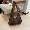 Bolso de Terciopelo Gamuzado para Mujer 2026 Nuevo Otoño Versátil Retro Bolso de Hombro Gran Capacidad Bolso Cruzado Texturizado Mochila