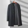 Casaco Trench Coat Masculino Transfronteiriço 2026 Outono e Inverno Comprimento Médio Estilo Chinês Gola Alta Business Casual Casaco Oficial de Oficial para Homens Jovens e de Meia-Idade