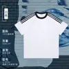 Camiseta Básica de Verano de Algodón Puro con Cuello Redondo y Manga Corta con Tres Rayas, Holgada, Versátil, Ropa para Pareja, Camiseta de Manga Corta, Exportación Transfronteriza